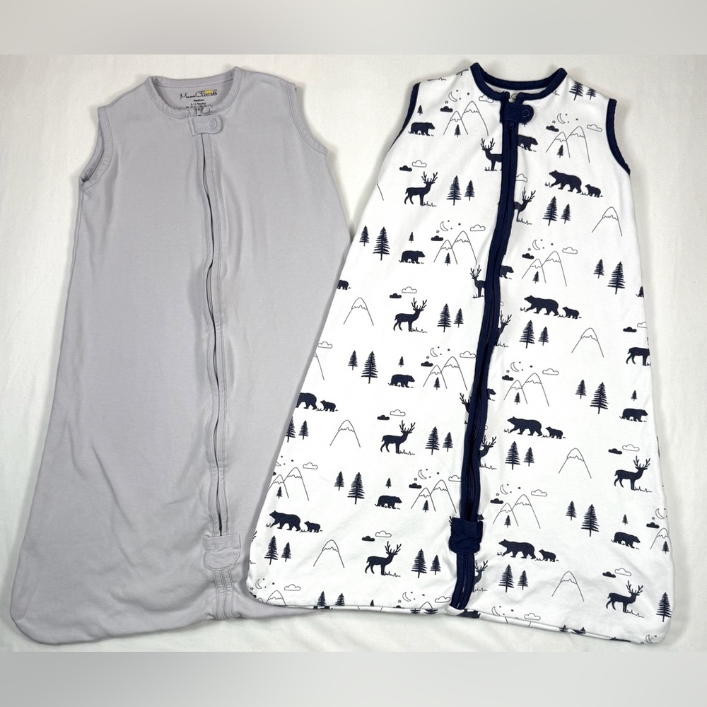 LOT OF MAMA CHEETAH Baby Grey & Woodland Creature Printed‎ Sleepsacks Size 6-12M